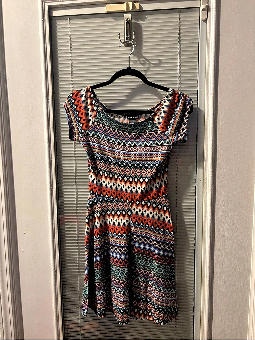 Wet Seal Geometric Mini Dress in Black & Orange Like New